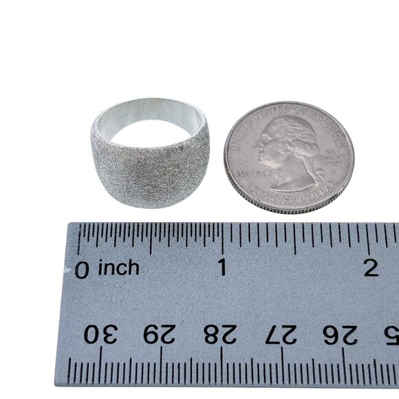 Vintage Sterling Silver 925 Textured Thick Band Cocktail Ring Size 8 - Picture 6 of 7